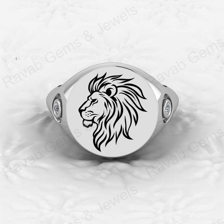 Top Quality Solid 925 Sterling Silver Personalized Oval Scottish Lion Head Signet Ring for Men Custom Handmade Jewelry Suppliers