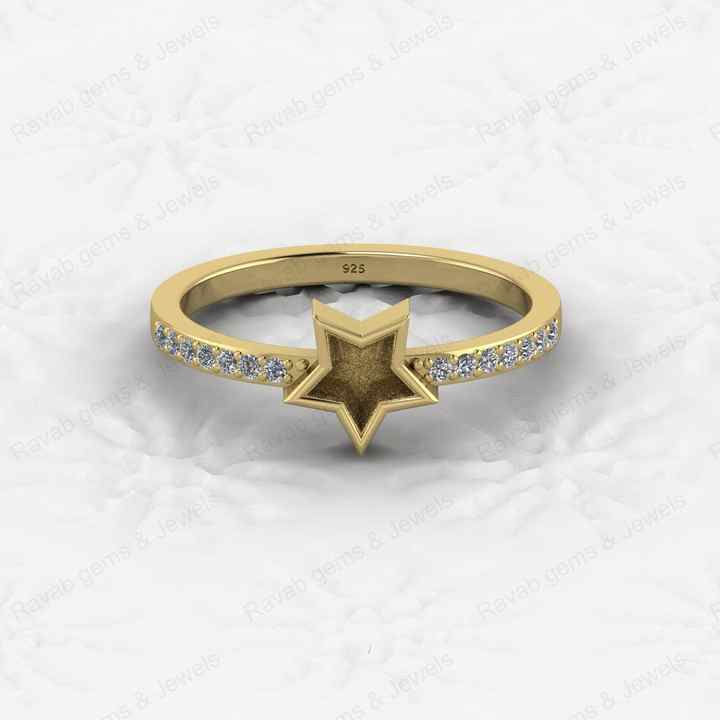 Top Quality 925 Sterling Silver 6mm Star Shape CZ Semi Mount Blank Setting Ring Good for Resin & Ashes Work Keepsake DIY Jewelry
