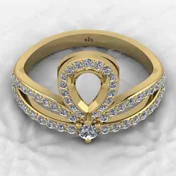 Pear CZ 8x5mm Semi Mount Good Fine Gemstone High Quality 925 Sterling Silver Cocktail Ring Micro Setting Blank Pave Jewelry