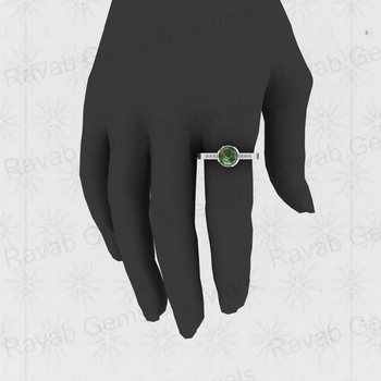 Top Quality Genuine 18K Gold Plated 7mm 925 Silver Emerald Copper Round Gemstone Cubic Zircon Bezel CZ Ring for Women Jewelry