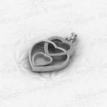 Superb 925 Silver 8mm Trio Heart With Zircon Semi Mounting Charm Pendant Setting for Ashes & Resin Breastmilk Keepsake Jewelry