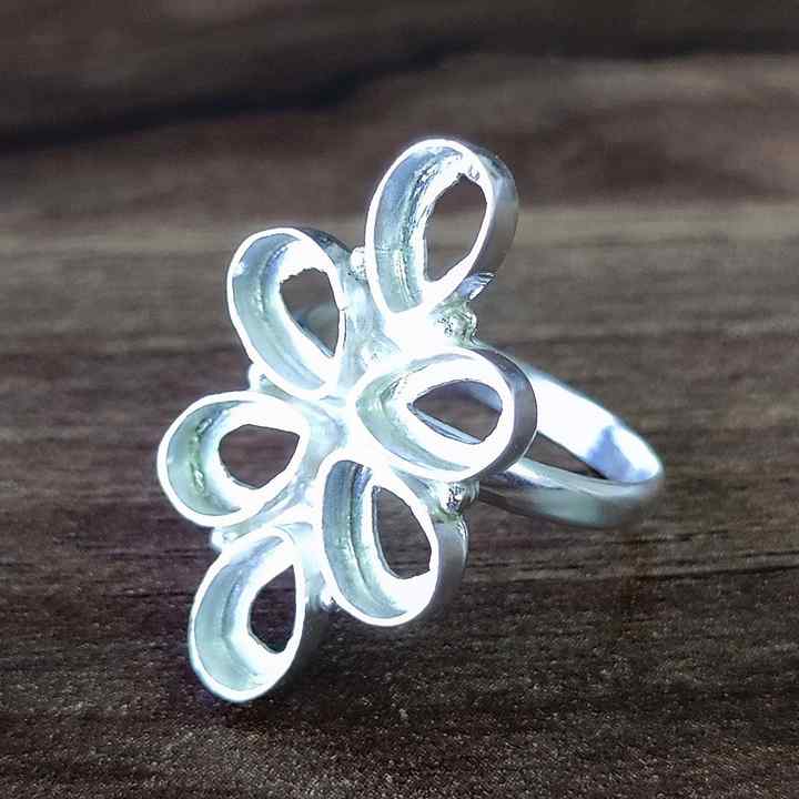 Genuine 925 Sterling Silver Flower Bezel Setting 6x4mm Pear Shape Semi-Mount Blank Setting Ring For Women Keepsake Jewelry