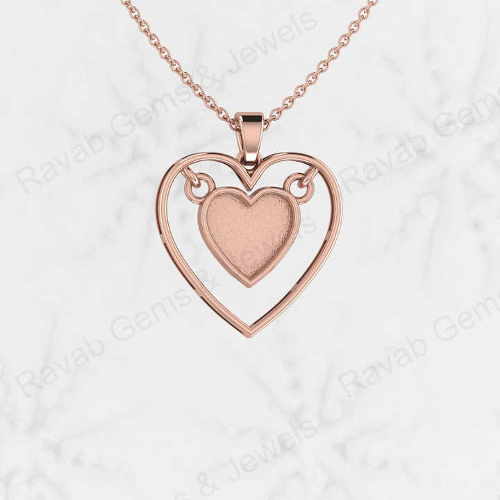 Genuine 925 Sterling Silver 22mm Semi Mount Blank Setting Heart Pendant Ashes Resin Work Breastmilk for Couple Charm Jewelry