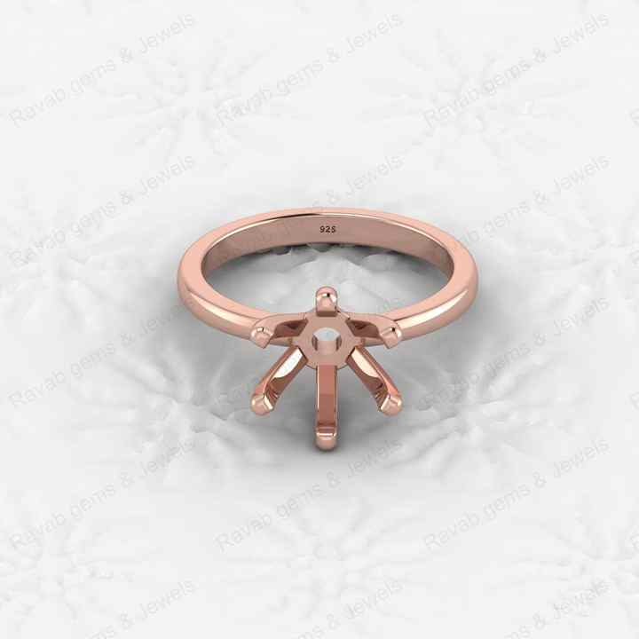 Top Quality 925 Sterling Silver 6mm Prong Semi Mount Blank Setting Wedding Ring Good for Resin Keepsake Finding Jewelry