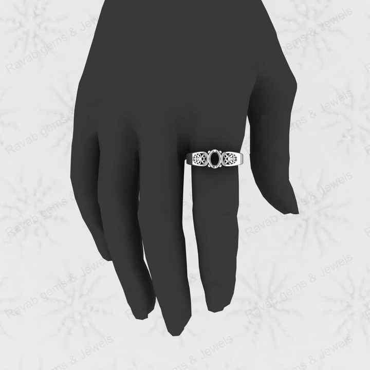 Genuine 925 Sterling Silver 7x5mm Oval Semi Mount Blank Prong Setting Filigree Pre-Notched Ring Good for Gemstone Fine Jewelry
