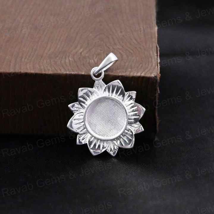 20mm High Quality 925 Silver Sunshine Sunflower Blank Base Pendant Setting DIY Ashes Resin Keepsake Jewelry Findings Components