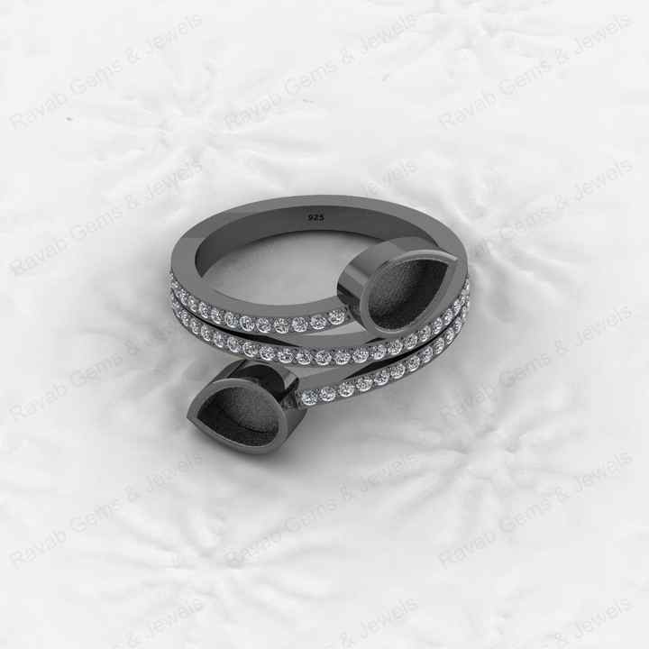 High Quality 925 Solid Silver 7x5mm Pear Blank Bezel Base Ring Gemstone CZ Setting DIY Breast Milk Ashes Resin Keepsake Jewelry