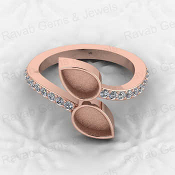 925 Solid Sterling Silver 5x8mm Pear Semi Mount Blank Setting Twisted Adjustable Ring for Breastmilk & Keepsake Good for Resin