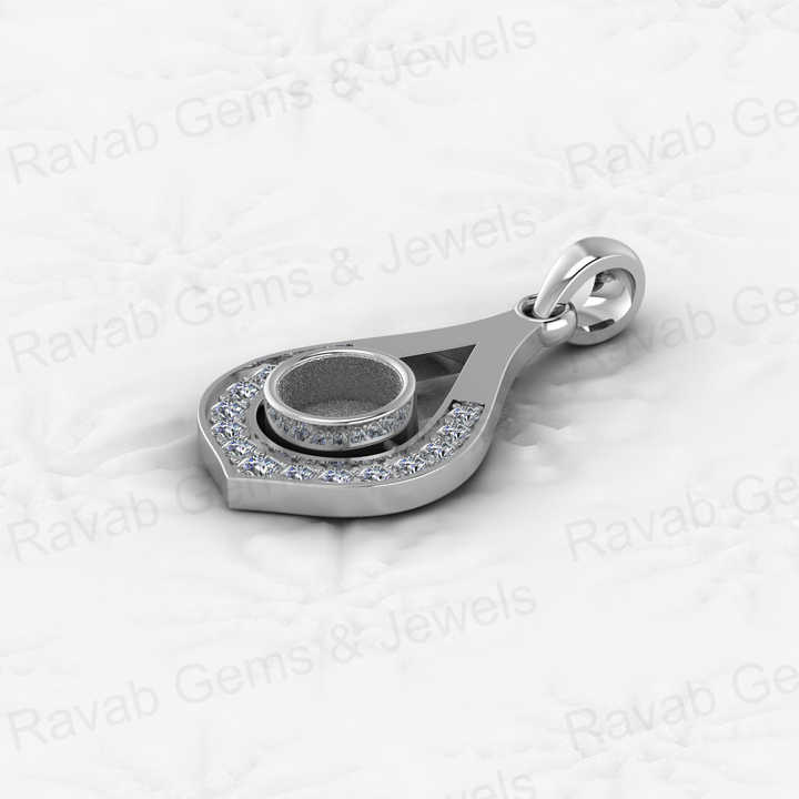 Solid 925 Silver Teardrop 6mm Round Blank Cabochon Pendant Setting CZ Breastmilk Resin Ashes Keepsake Memorial Jewelry Component