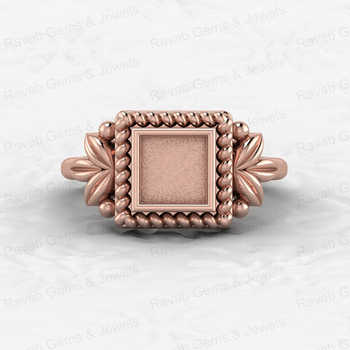 Genuine 925 Sterling Silver Braided 6mm Square Bezel Cup Leaf Semi Mounting Ring Resin Ashes Work Keepsake Jewelry Fitting