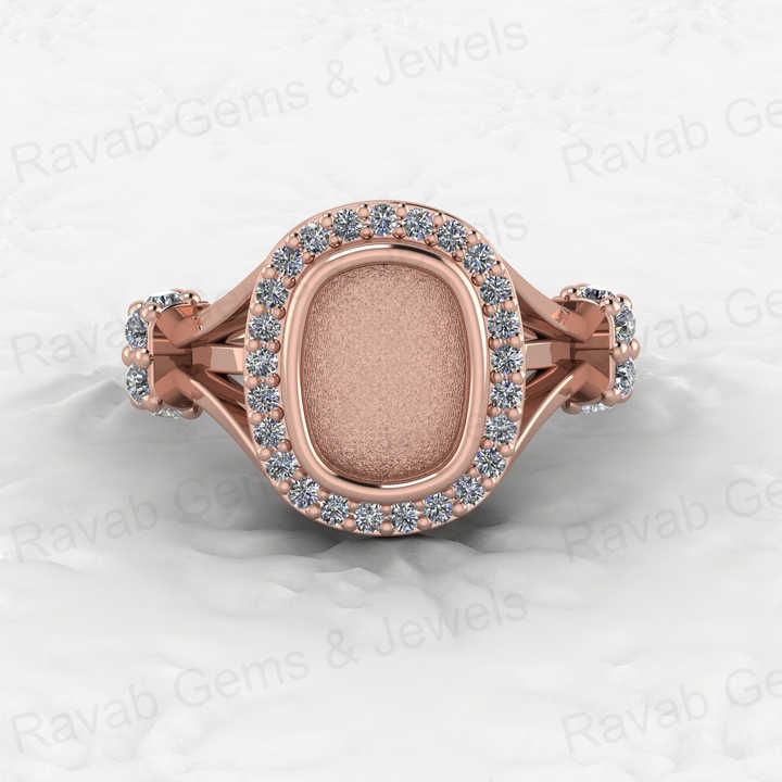 Solid 925 Sterling Silver Octa Cushion Semi Mount Blank Setting Wedding Ring Good for Ashes & Resin Work Breastmilk Jewelry