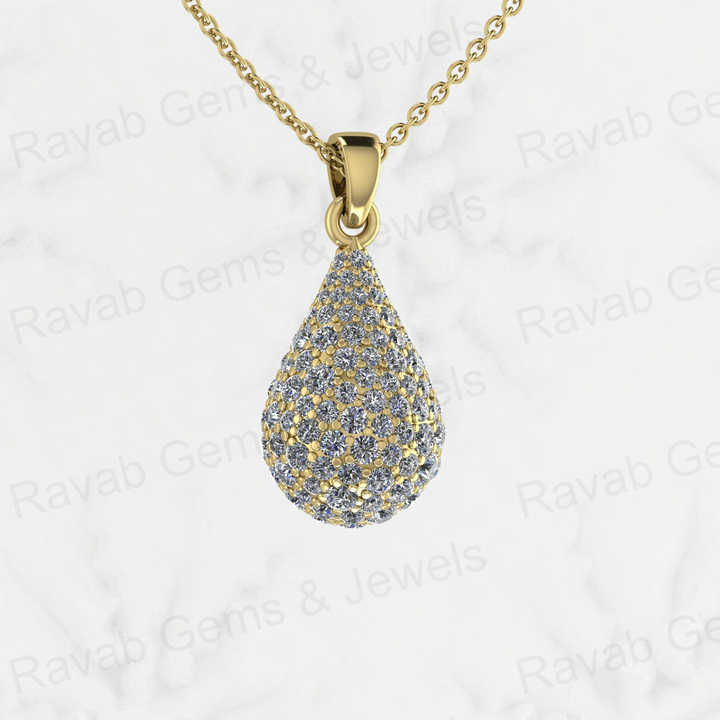 High Quality Genuine 925 Sterling Silver 12x26mm Puffed Teardrop Pendant Engagement Fine With Micro Pave CZ Keepsake Necklace