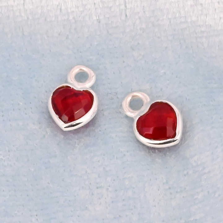 Superb Genuine Solid 925 Sterling Silver Garnet Hydro Checker Cut 5mm Dainty Minimalist Heart Charm For Making Women Necklace
