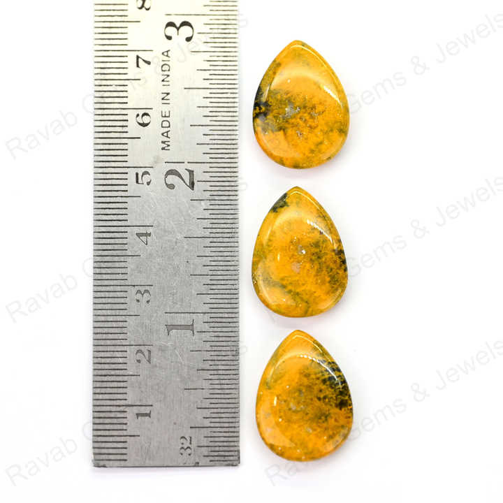 Top Rare 16x22mm Natural Bumble Bee Jasper Pear Shape Cabochon Gemstone Hand Polish Loose Stone for Making Fine Jewelry