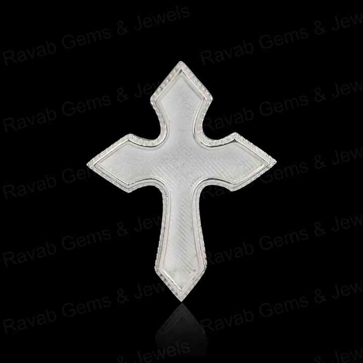 Genuine 925 Silver 25x20mm Designer Gothic Cross Blank Bezel Semi Mount Charm Pendant for Resin & Ashes Work Keepsake Jewelry