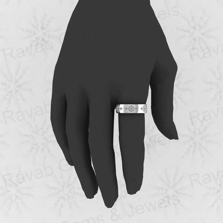 Top Selling Genuine 925 Silver Snowflake CZ Design Gold Vermeil Eternity Wide Band Dainty Women's Ring Personalized Fine Jewelry