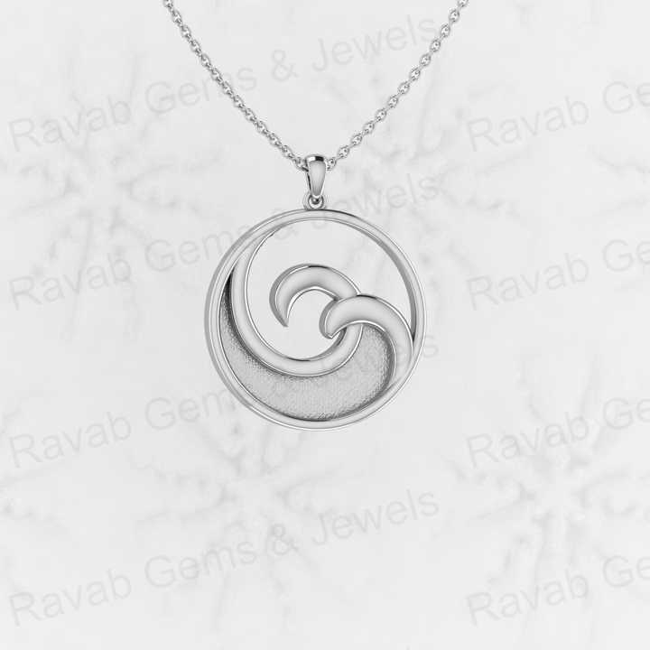 Top Quality 925 Sterling Silver 25mm Wave Line Circle Blank Setting Setting Charm Pendant for Resin Ashes Work Necklace Jewelry