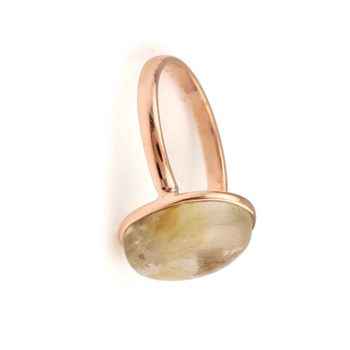 12x16mm Oval Natural Golden Rutilated Quartz Gemstone Amazing Design Rose Gold 925 Sterling Silver Ring for Women for Parties