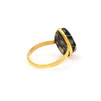 Beautiful 10x14mm Pear-Shaped Ethiopian Opal Copper Gemstone Gold Plated Silver Dainty Cocktail Ring for Bridesmaids