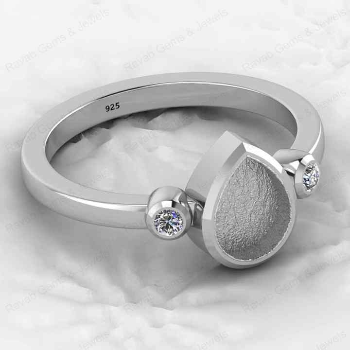 High Quality 925 Sterling Silver 6x8mm Pear Estelle Semi Mount Band Ring Good Resin Ashes Work Keepsake Jewelry Findings Supply