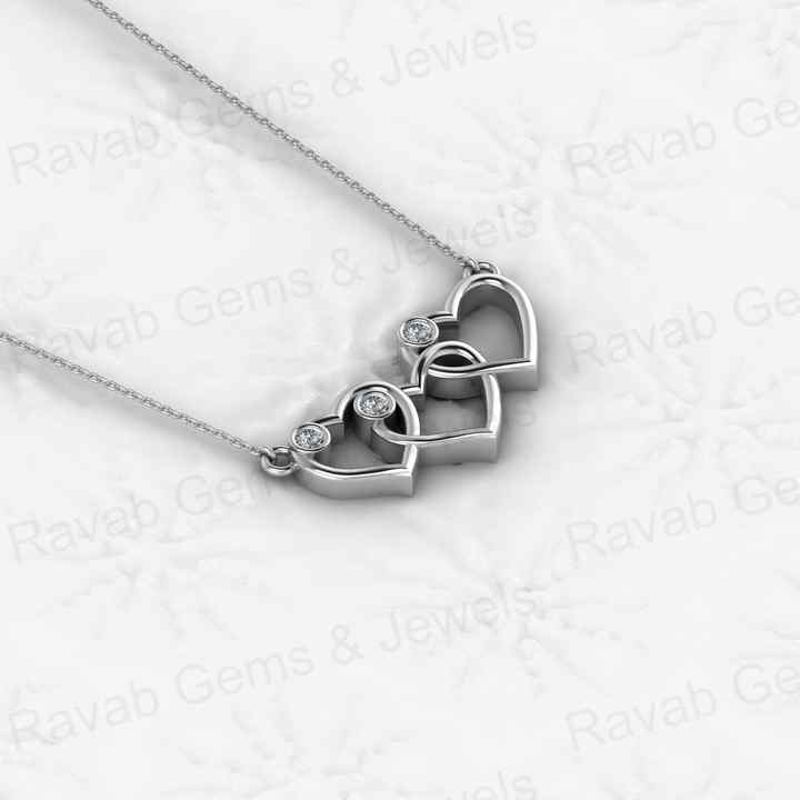 Top Quality Genuine Solid 925 Sterling Silver Simple Triple Link Heart Pendant Necklace Valentine Gift Engagement Fine Jewelry