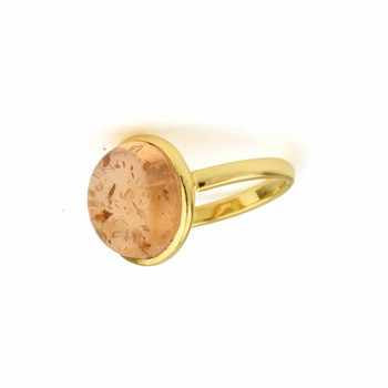 14k Gold Plated 925 Sterling Silver Finger Ring for Women Hot Selling Natural Amber Shape Gemstone Fine Wholesale Jewelry