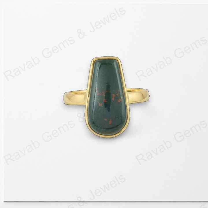 Top Selling Handmade 925 Silver Gold Vermeil Eternity 10x17mm Genuine Bloodstone Coffin Shape Women Ring Fine Jewelry Supplier