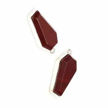 Best Quality 10x17mm Natural Red Mookaite Jasper Gemstone Bezel Silver Coffin Shape Charm for Pendant and Necklace Wholesaler