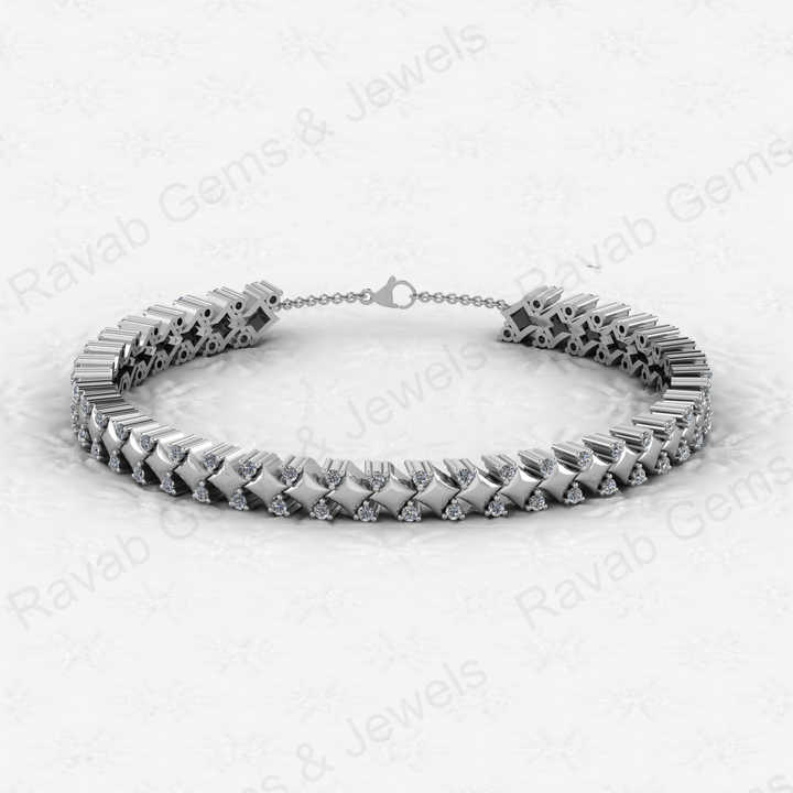 Best Quality Solid 925 Sterling Silver 18K Gold Plated Square Beaded Link Chain CZ Prong Setting Tennis Bracelet for Women
