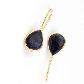 Best Quality Solid 925 Sterling Silver Fine Dangle Earrings 12x16mm Sodalite Drop Bezel Handmade for Women Wedding Party Gift