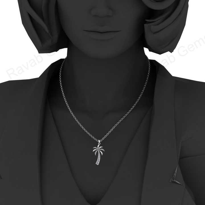 Top Quality Solid 925 Sterling Silver 16x29mm Palm Tree Micro Pave Diamond Setting Charm Pendant Nature Lover Fine Jewelry