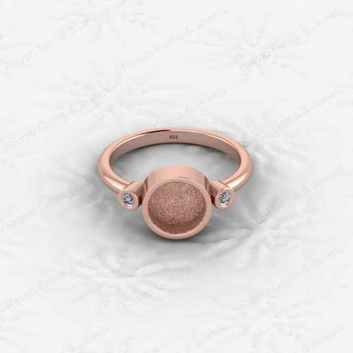 Superb Quality 925 Silver Round 8mm Semi Mount Blank Setting Ring for Gemstone Ashes & Resin Findings & Wedding Gift Jewelry