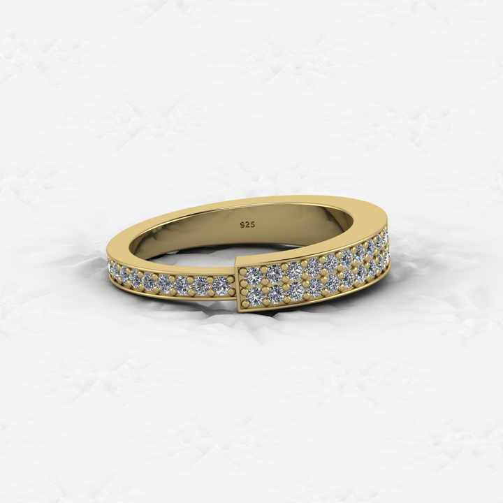 Top Selling 925 Sterling Silver Minimalist Micro Pave CZ Diamond Gold Vermeil Eternity Band Thick Women's Ring Fine Jewelry