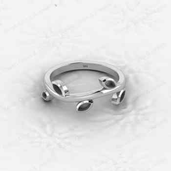 Genuine 925 Silver Marquise Leaf Design Semi Mount Ring 2x4mm Blank Setting for DIY Jewelry with Resin Ashes Work Good Keepsake