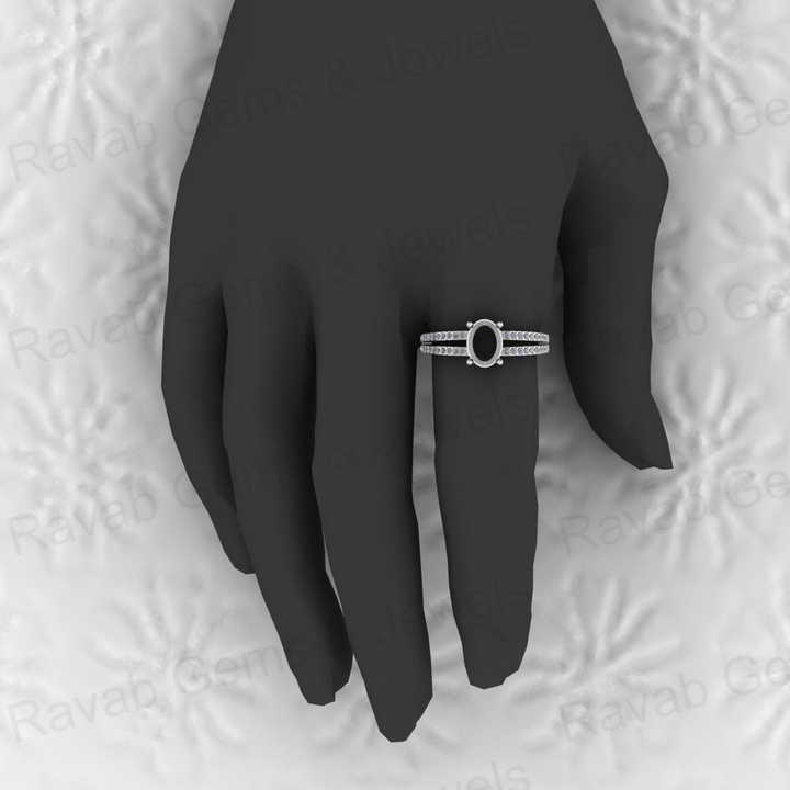 Best Quality 925 Solid Sterling Silver 6X8mm Semi Mount Blank Prong Setting Ring for Breastmilk & Keepsake Resin Ceramic Jewelry