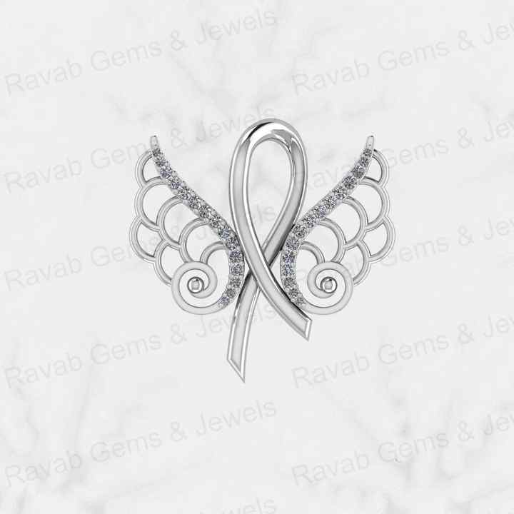 Hot Selling Solid 925 Sterling Silver 24x24mm Angel Wing & Bow Design Prong Setting CZ Pendant Pendant for Women Fine Necklace