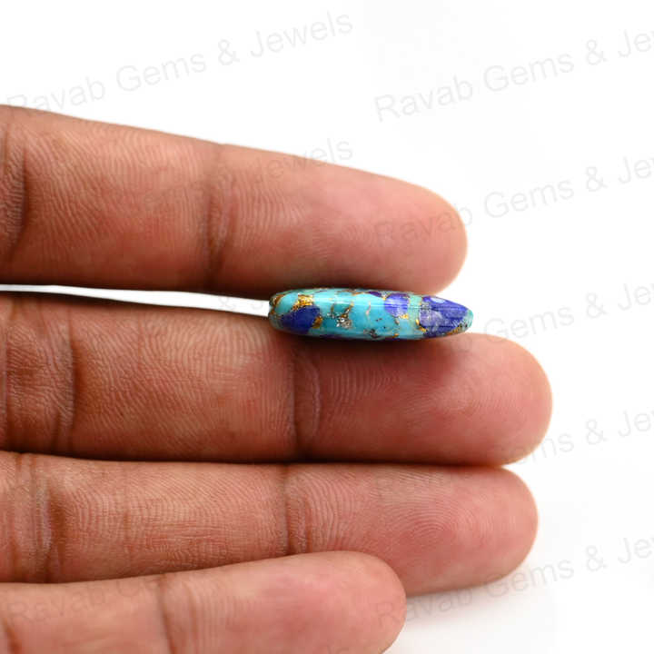 Top Selling 16x22mm Mohave Lapis Lazuli Copper Turquoise Pear Shape Cabochon Gemstone Hand Polish Loose Stone for Making Jewelry