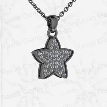 18\" Solid 925 Sterling Silver Necklace With Multi-Zircon Micro Pave Setting Universal Star-Fine Pendants & Charms