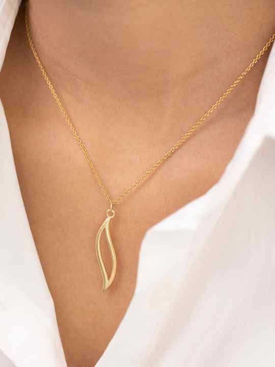 Valentine Sale Solid 925 Sterling Silver 14k Gold Plated Leaf Charm Necklace & Pendant for Women Fine Handmade Propose Jewelry