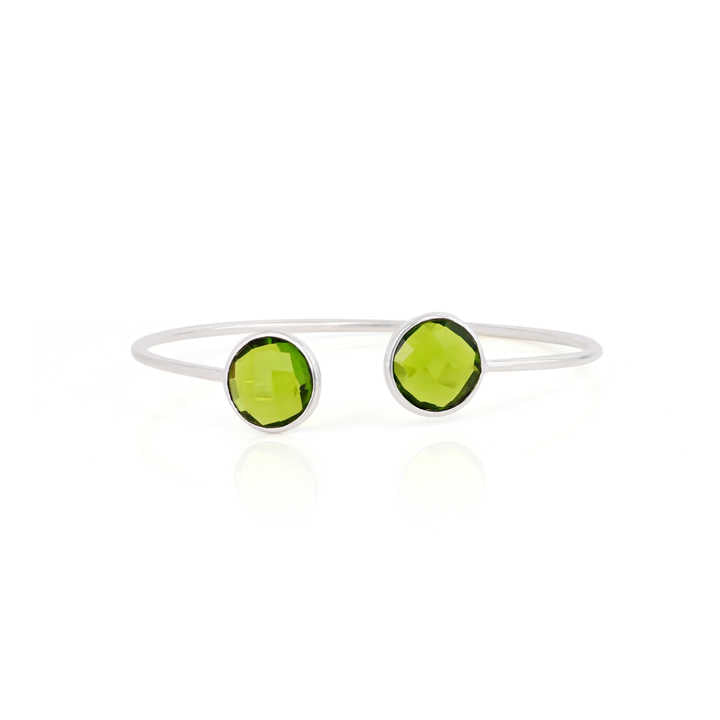 Beautiful Handmade Solid 925 Silver 10mm Round Shape Peridot Hydro Quartz Bezel Adjustable Cuff Bangle Fine Jewelry For Women