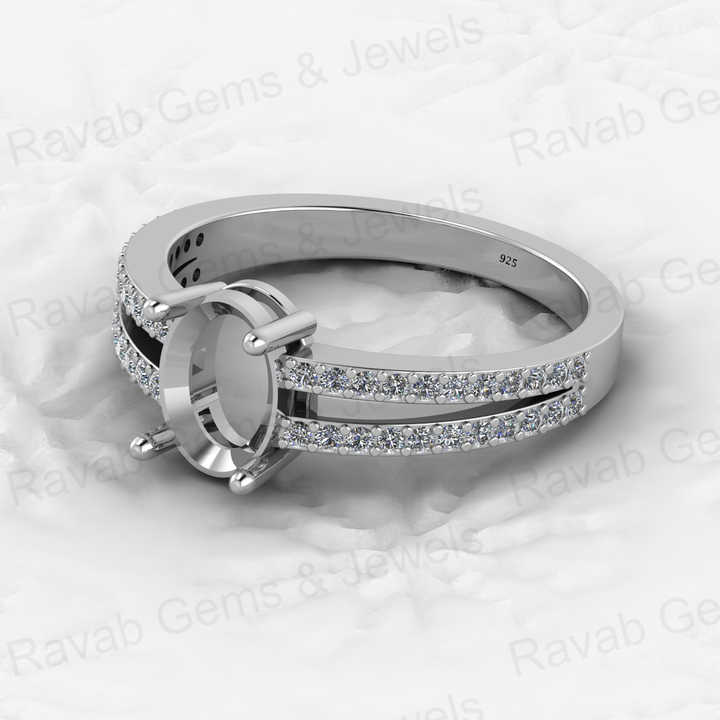 Best Quality 925 Solid Sterling Silver 6X8mm Semi Mount Blank Prong Setting Ring for Breastmilk & Keepsake Resin Ceramic Jewelry