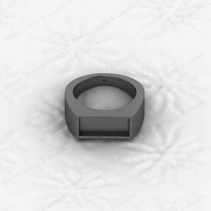 Genuine 925 Sterling Silver Rectangle 7x14mm Semi Mount Blank Setting Signet Ring Breastmilk Keepsake Men Wedding Gift Jewelry