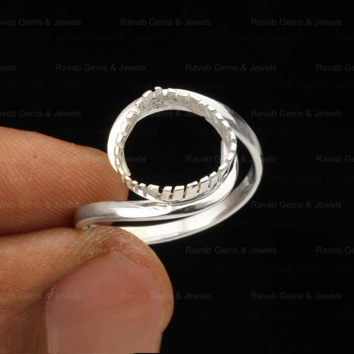 Best Selling Semi Mount 8mm Round 925 Silver Empty Blank Filigree Caw Setting Ring for Mountain Base Inlay DIY Gemstone Jewelry