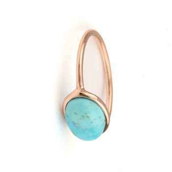 Best Quality 10x14mm Oval Genuine Blue Kingman Arizona Turquoise Sterling Silver Rose Gold Plated Best Selling Women's Ring