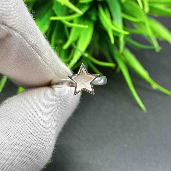 Solid 925 Sterling Silver Star Shape 7mm Bezel Setting Semi-Mount Blank Setting Ring Good For Resin & Ashes Work DIY Jewelry