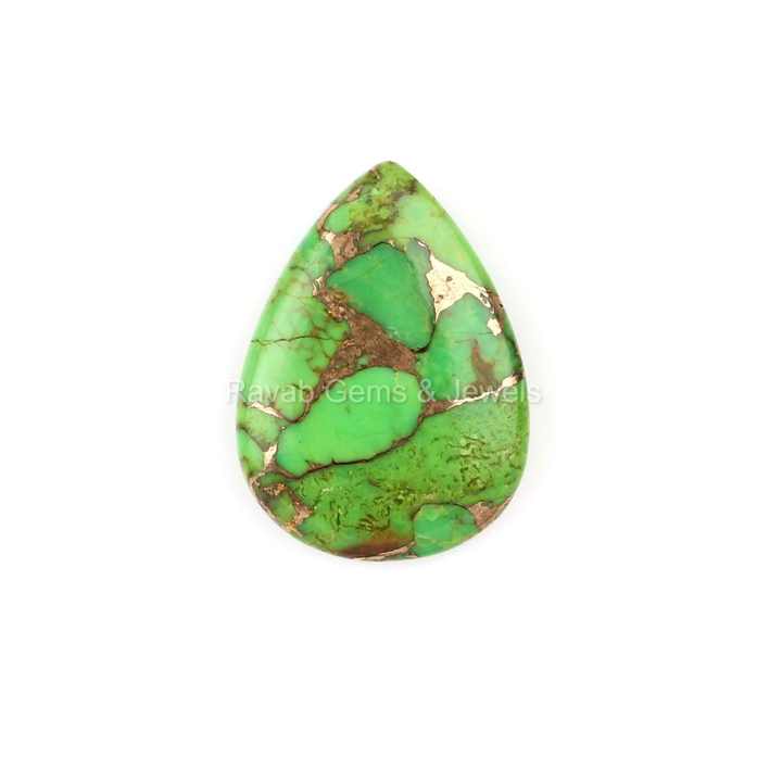 Top Quality High Polished 16x22mm Natural Mohave Green Copper Turquoise Smooth Calibrated Loose Gemstone for Making Jewelry
