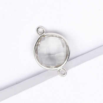 925 Sterling Silver Charm Connector Handmade 12mm Natural Crystal Quartz Bezel Pendant Fine Pendants & Charms Wholesale Supply