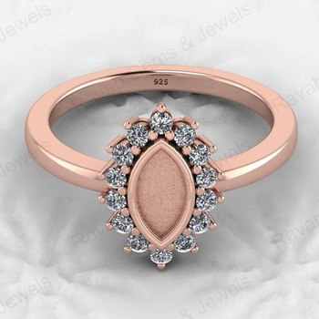 Ultimate Feather Bezel Marquise Semi Mount Ring 925 Genuine Sterling Silver Resin Ashes Jewelry Findings Components Blank Design