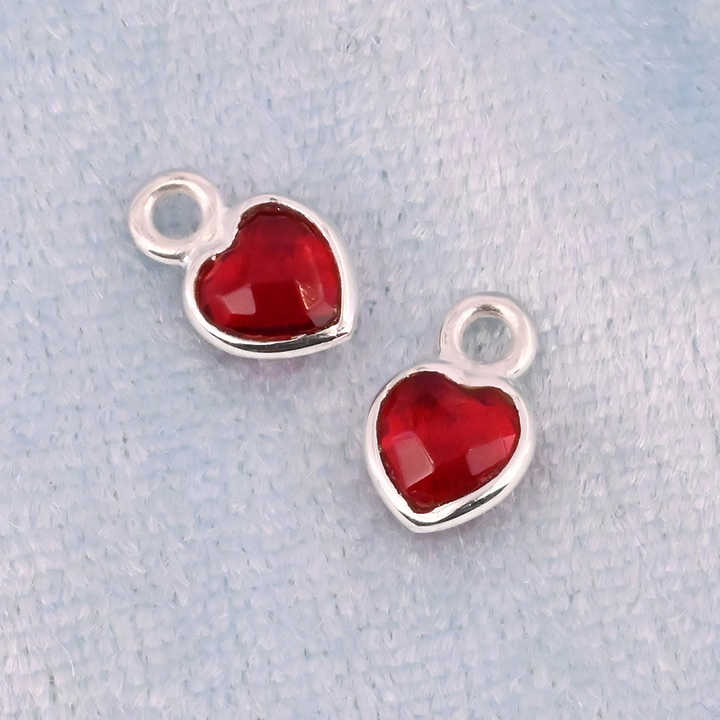 Superb Genuine Solid 925 Sterling Silver Garnet Hydro Checker Cut 5mm Dainty Minimalist Heart Charm For Making Women Necklace