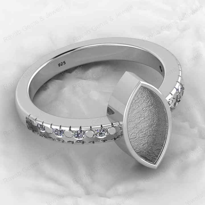 High Quality 925 Sterling Silver 12x16mm Marquise Semi Mount Bezel Setting Ring Good for Resin Ashes Work Keepsake Fine Jewelry